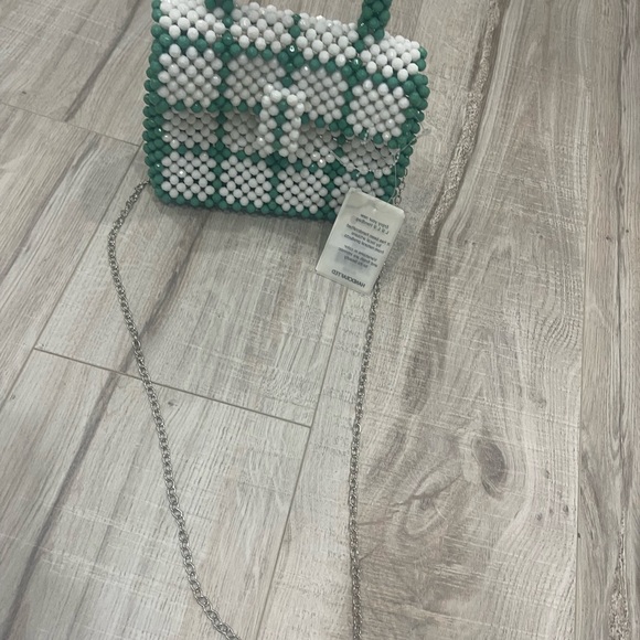 L U L U NWT Plaid Beaded Top Handle mini Bag - Picture 8 of 13